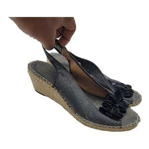 Clarks Artisan Sz 10M Black Slingback Fabric Women Sandals 26068565